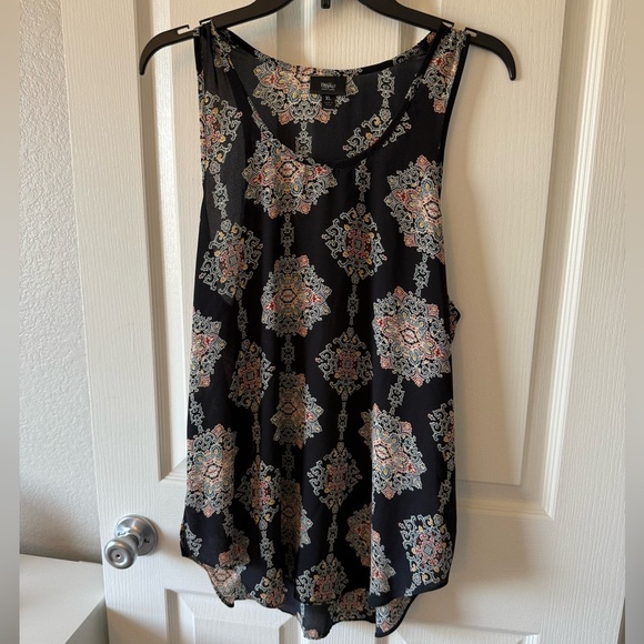 Mossimo Tunic Style Top, Black Moroccan Medallion Pattern, Women's Size XL - Picture 5 of 13